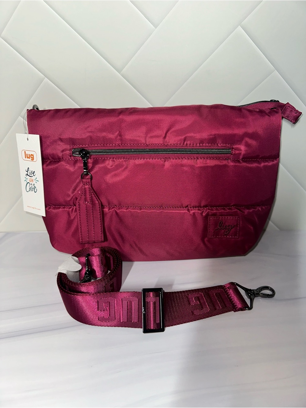 Lug Moonwalk crossbody - Raspberry - new! w/ Lug stitched strap